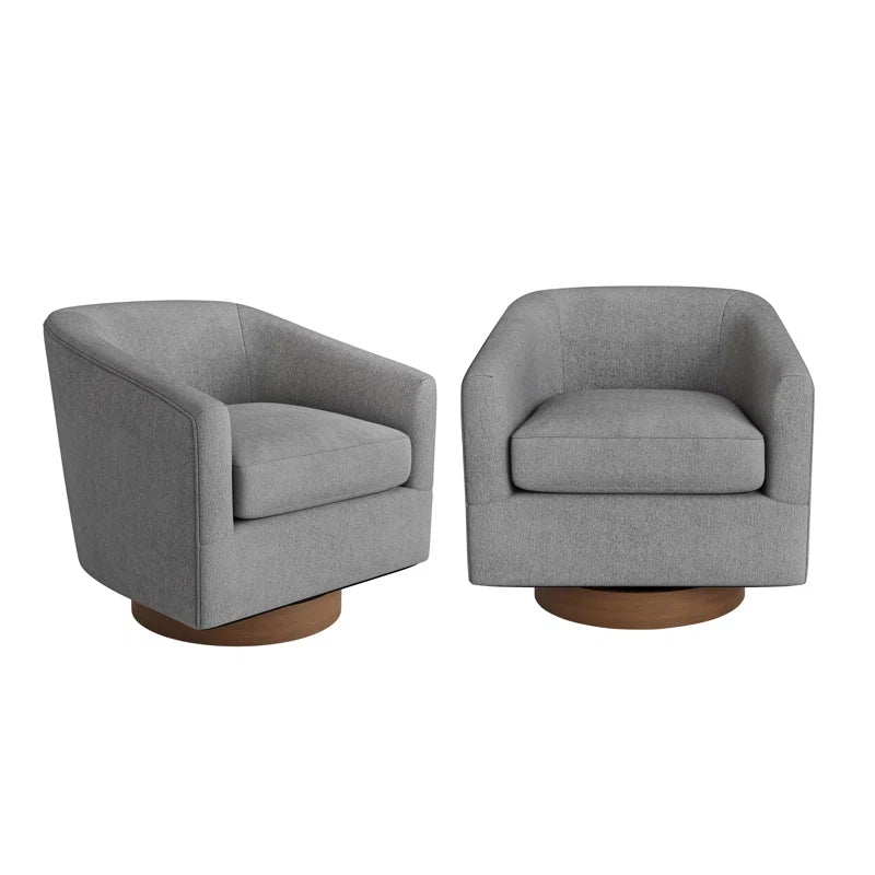 Forno Upholstered Swivel Barrel Chair with Wood Base